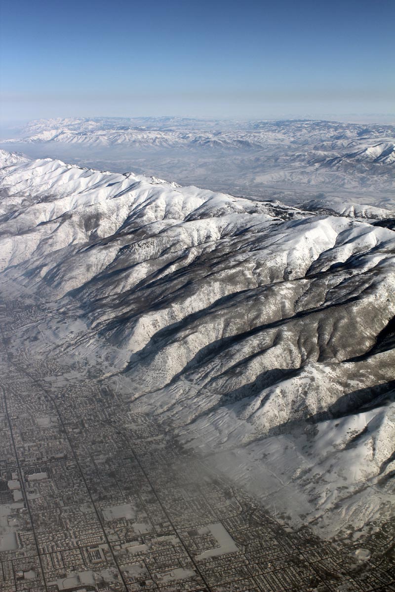 Aerial view of Wasatch fault zone, Utah
