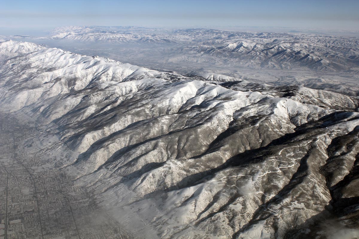 Aerial view of Wasatch fault zone, Utah