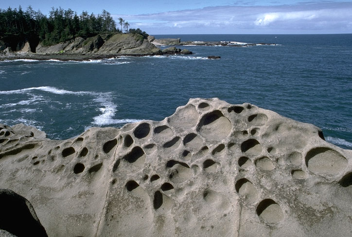 photo of dissolution weathering of sandstone