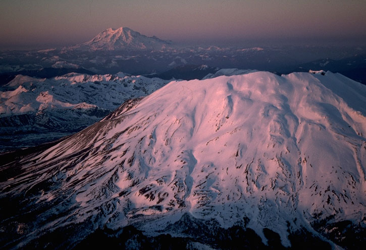 Mt. St. Helens and Mt. Rainier volcanoes