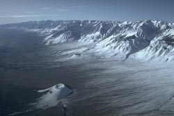 Aerial view of east edge of the Sierra Nevada