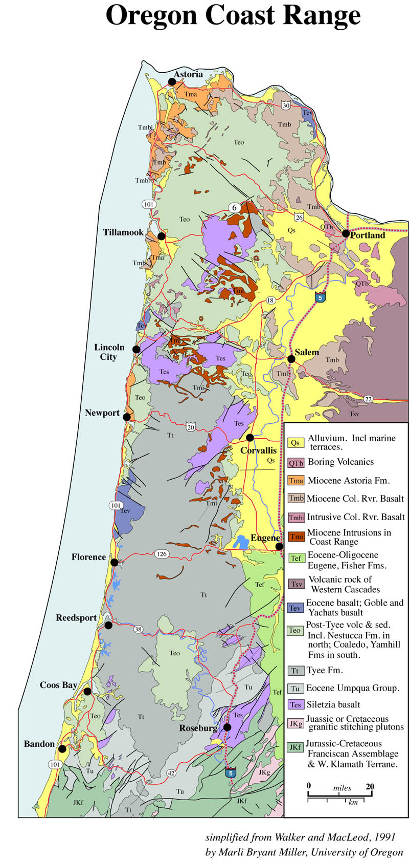 Geologic map of Oregon Coast Range